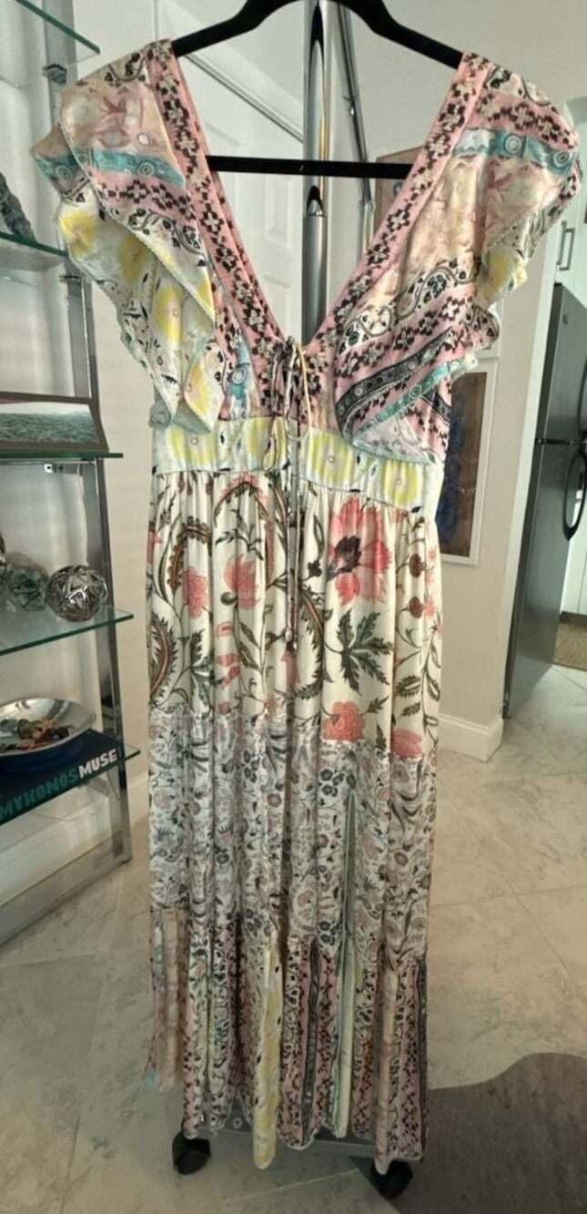 Hemant & Nandita Sakura Floral Print Viscose Midi Dress Size S